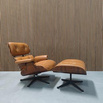 Vitra Eames lounge chair incl. Ottoman - Palisander - Cognac, Huis en Inrichting, Fauteuils, Gebruikt, Ophalen of Verzenden, 50 tot 75 cm