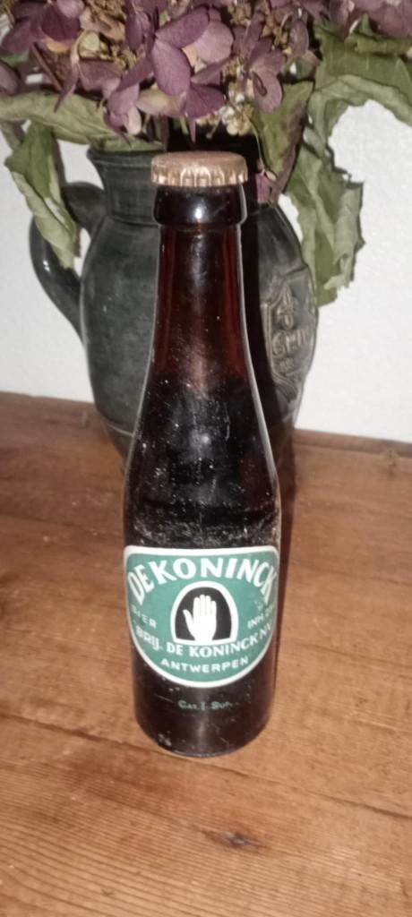 Brouwerij oude bierfles met zeefdruk De Koninck, Verzamelen, Biermerken, Zo goed als nieuw, Flesje(s), De Koninck, Ophalen of Verzenden
