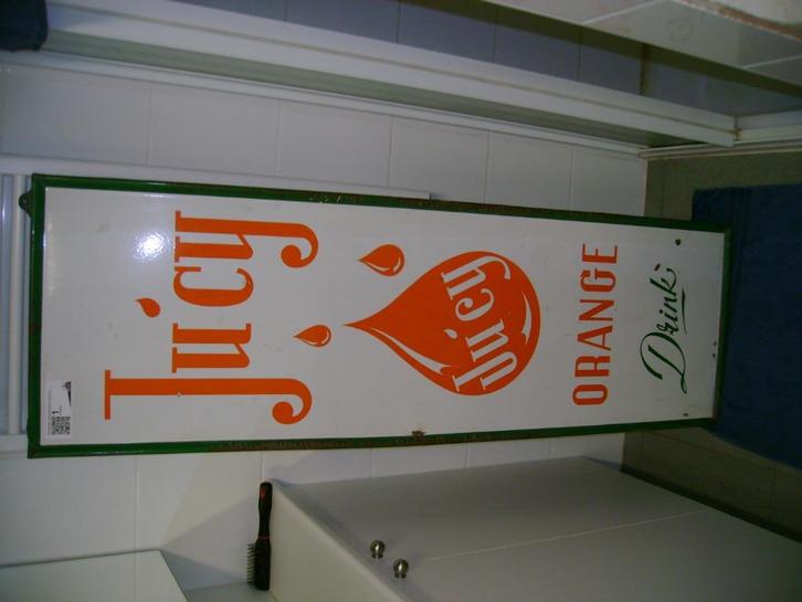 Emaille reclamebord Ju'cy limonade, Verzamelen, Merken en Reclamevoorwerpen, Gebruikt, Reclamebord, Ophalen
