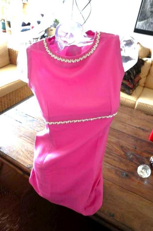 handgemaakte roze sublieme retro jurk, Kleding | Dames, Jurken, Gedragen, Maat 36 (S), Roze, Knielengte, Ophalen of Verzenden