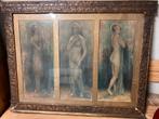 Pastel tekening triptiek ‘Florence 1924’ A.M.C. Jacquiel, Antiek en Kunst, Kunst | Overige Kunst, Ophalen