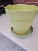 Bloempot fuschia groen met schaal, Tuin en Terras, Ophalen, Kunststof, Gebruikt, Rond