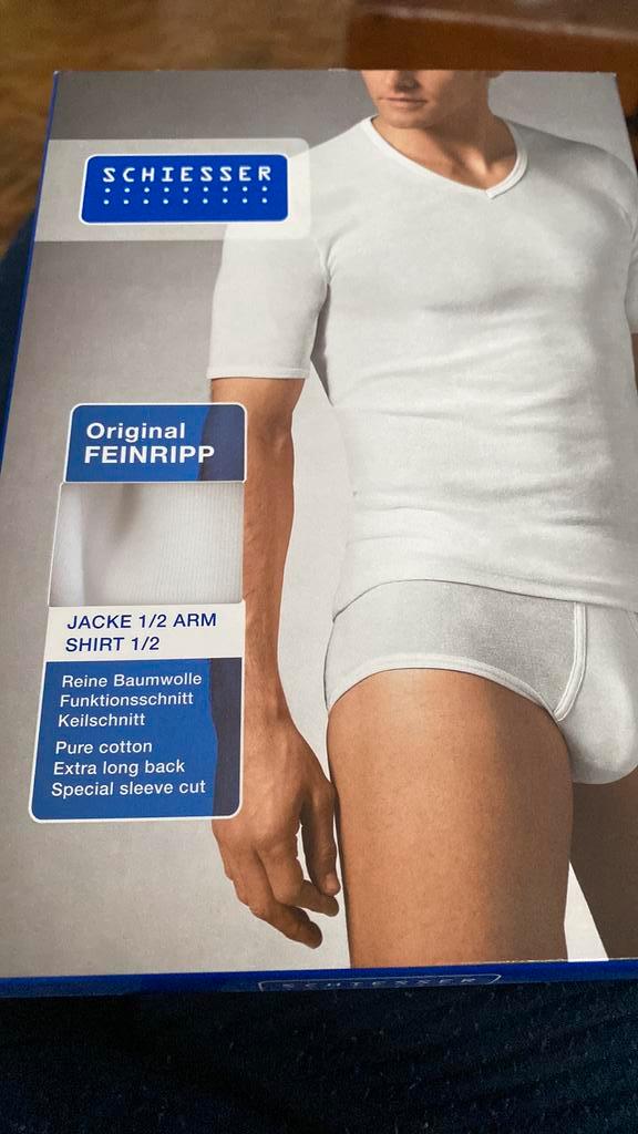 Schiesser shirt 1/2arm NIEUW in doos fijne ripp maat 5 M wit, Kleding | Heren, Ondergoed, Wit, Ophalen