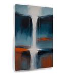 Abstracte waterval met oranje en blauw canvas 60x90cm - 18mm, Huis en Inrichting, Nieuw, 75 tot 100 cm, Print, Oorspronkelijke maker
