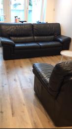 Salon cuir véritable, 75 à 100 cm, Banc droit, Comme neuf, Enlèvement