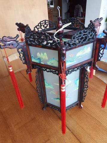 Originele Chinese plafondlamp - handbeschilderd beschikbaar voor biedingen