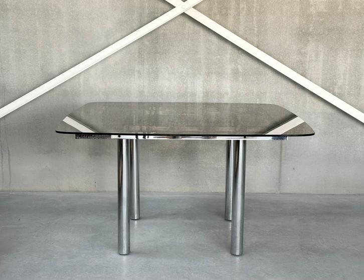 Vintage chroom eetkamertafel, 1980’s, Antiquités & Art, Antiquités | Meubles | Tables, Enlèvement