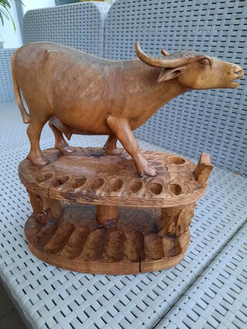 massief houten beeld pijphouder buffel, Antiek en Kunst, Kunst | Beelden en Houtsnijwerken, Ophalen of Verzenden
