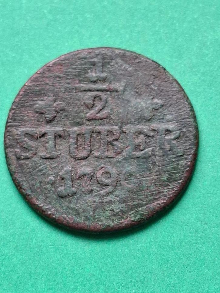1790 Duitsland 1/2 stuiver Jülich Berg Karl Theodor, Postzegels en Munten, Munten | Europa | Niet-Euromunten, Losse munt, Duitsland