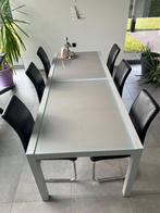 eettafel met 6 stoelen met salon tafel, Huis en Inrichting, Tafels | Eettafels, Ophalen, Gebruikt, 200 cm of meer, 50 tot 100 cm