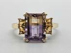 Gouden Vintage ring edelsteen ametrine en citrien. 2024/237., Handtassen en Accessoires, Ringen, Paars, Ophalen of Verzenden, Zo goed als nieuw