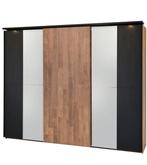 Kleerkast met 3 schuifdeuren en 2 spiegels. Oldteak +black, Huis en Inrichting, Kasten | Kleerkasten, Ophalen, Zo goed als nieuw