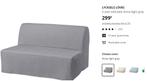 IKEA Sofa-bed LYCKSELE LOVAS, Huis en Inrichting, Zetels | Zetels, Minder dan 150 cm, Rechte bank, 75 tot 100 cm, Metaal
