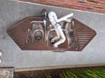 Inox dubbele spoelbak met mengkraan en afvoer, Ophalen, Gebruikt, 100 tot 150 cm, 50 tot 100 cm