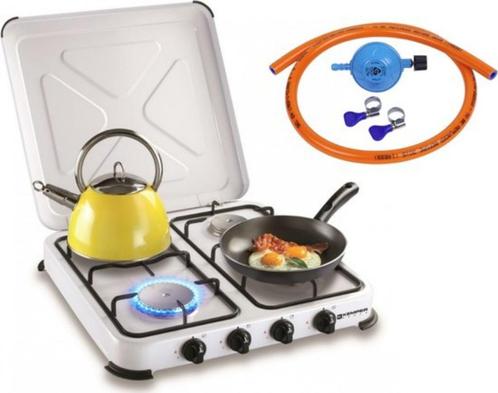 Kemper gas kooktoestel, set met 4 branders – 4650W, Caravans en Kamperen, Kampeeraccessoires, Nieuw, Ophalen