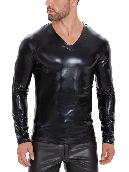 T-shirt col V effet mouillé pvc latex synthétique Gay LGBT, Vêtements | Hommes, Vêtements Homme Autre, Neuf, Enlèvement ou Envoi