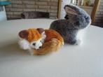knuffel konijn grijs H16cm nieuw - vos diam 15cm, Ophalen of Verzenden, Nieuw, Konijn