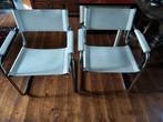 2 retro wit lederen stoelen, Huis en Inrichting, Stoelen, Ophalen, Gebruikt, Wit