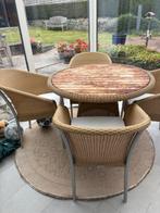Mooie verandatafel en vier stoelen, Tuin en Terras, Ophalen, 4 zitplaatsen, Gebruikt, Loungeset
