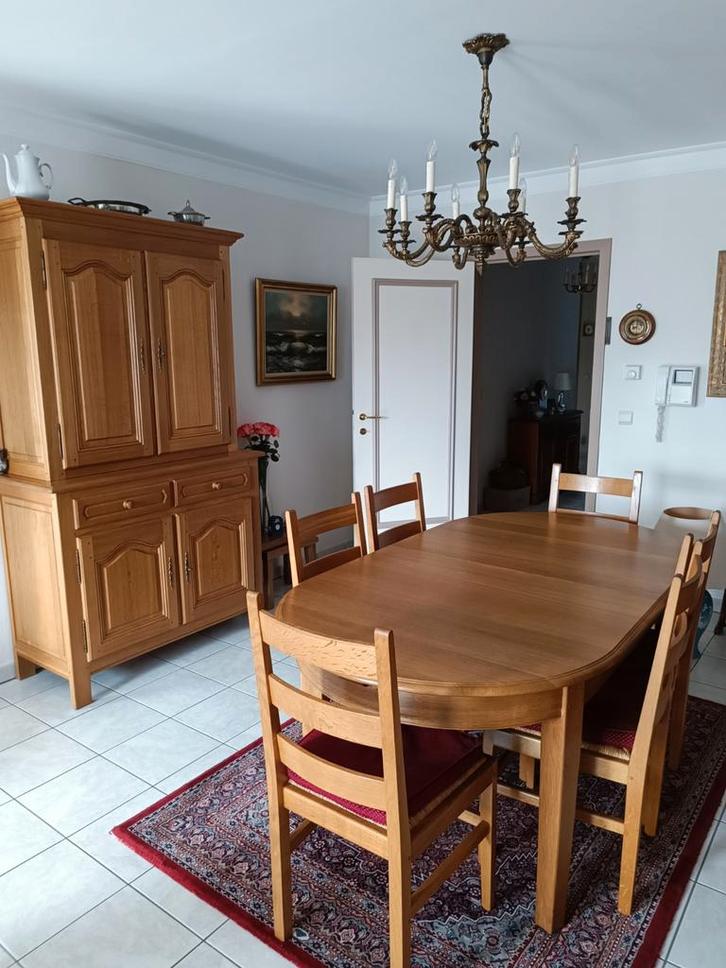 Salle à manger en chêne massif  signé Gilson, Huis en Inrichting, Complete eetkamers, Ophalen