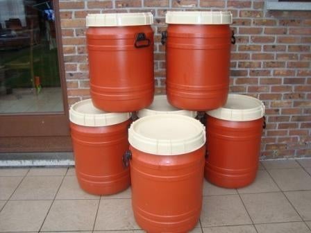 Curtec tonnen, vaten van 64 L met schroefdeksel, Minder dan 75 liter, Ophalen, Zo goed als nieuw, Kunststof