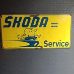 Groot emaille bord Skoda, Ophalen, Gebruikt