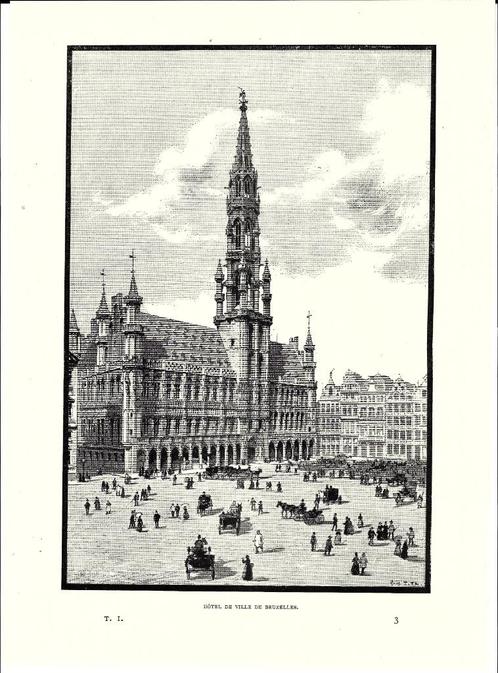 1892 - Brussel stadhuis / maison de ville de Bruxelles, Antiquités & Art, Art | Eaux-fortes & Gravures, Enlèvement ou Envoi