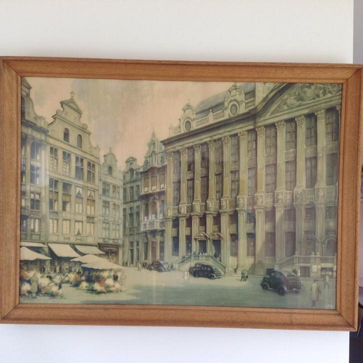 mooie poster : Grote Markt in Brussel voor slechts 15 €, Verzamelen, Posters, Zo goed als nieuw, Ophalen of Verzenden