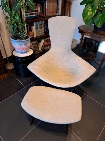 Chaise Bertoia Bird vintage et pouf assorti (original)