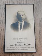 Oud bp : Brussel 1872 - 1924, ongeval, Tillen Jean-Baptiste, Verzamelen, Bidprentjes en Rouwkaarten, Ophalen of Verzenden