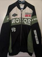 Bershka denim motorcross jacket in black and green, Ophalen, Maat 52/54 (L), Zo goed als nieuw, Bershka