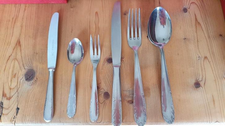 78-delig inox rvs bestek in handige cassette, Maison & Meubles, Cuisine | Couverts, Comme neuf, Enlèvement