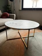 Ronde salontafel met glazen tafelblad in marmerlook, Ophalen, 50 tot 100 cm, Rond, 50 tot 100 cm