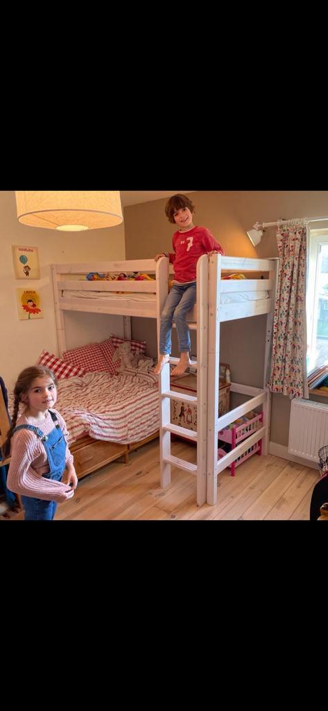 Robuust stapelbed, hoogslaper, white wash, Kinderen en Baby's, Kinderkamer | Stapelbedden en Hoogslapers, Zo goed als nieuw, Stapelbed