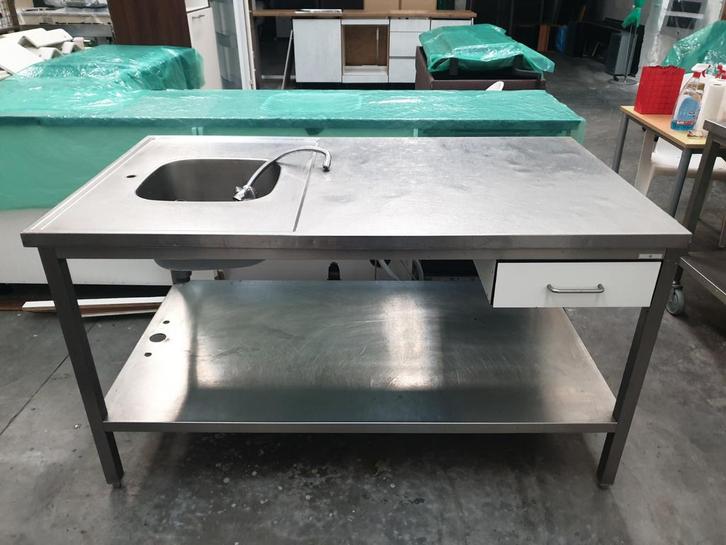 Inox wasbak tafels 160 x 90 cm en inox tafel 200 x 90 cm, Zakelijke goederen, Horeca | Meubilair en Inrichting, Gebruikt, Ophalen