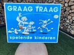 Houten bord "graag traag - spelende kinderen", Enlèvement, Utilisé