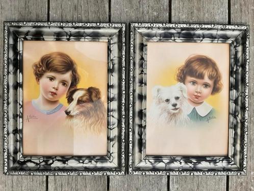 Twee ingelijste prenten van A. Kollin uit 1937, Antiek en Kunst, Curiosa en Brocante, Ophalen of Verzenden