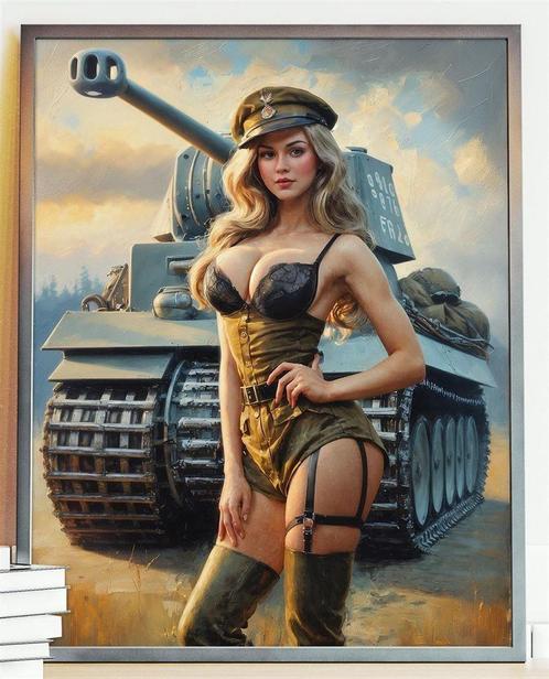 [Grote Poster] Leger Sexy Pin up Tank mancave ww2 Affiche, Verzamelen, Posters, Nieuw, Verzenden