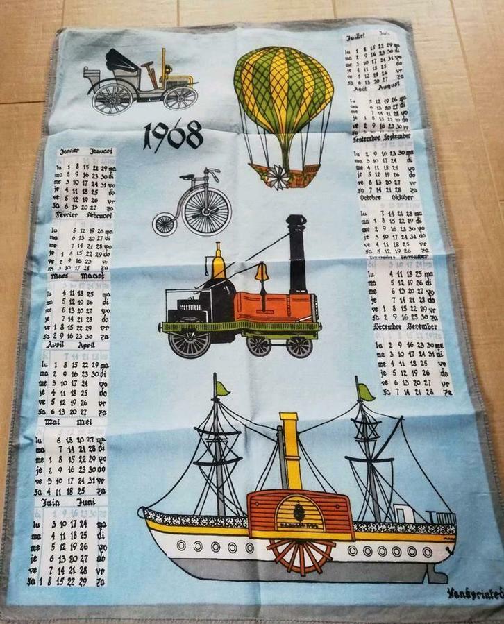 Te koop : theedoek, keukenhanddoek kalender 1968 vintage, Huis en Inrichting, Keuken | Textiel, Gebruikt, Theedoek of Handdoek