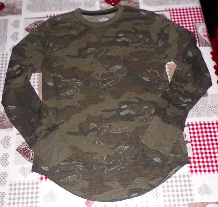 S small trui dun wafeldessin camouflage legergroen Hollister, Kleding | Heren, Truien en Vesten, Gedragen, Maat 46 (S) of kleiner