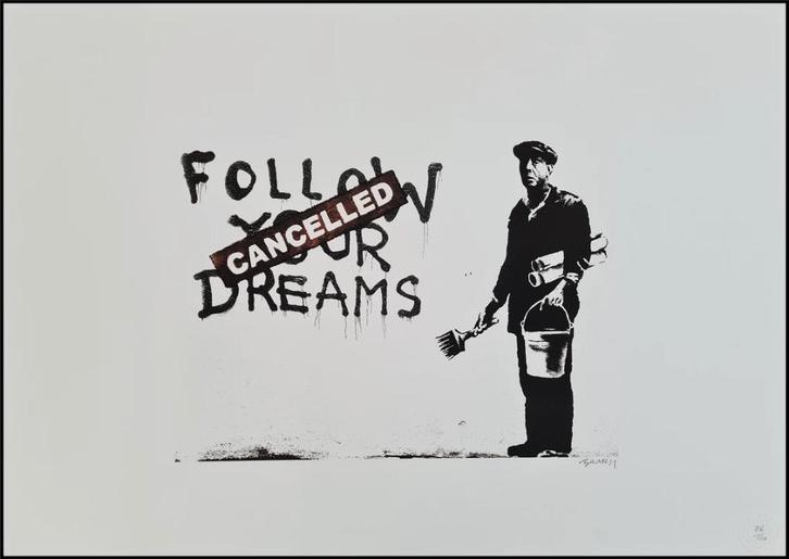 Banksy - Follow Your Dreams, Antiek en Kunst, Kunst | Litho's en Zeefdrukken, Ophalen of Verzenden