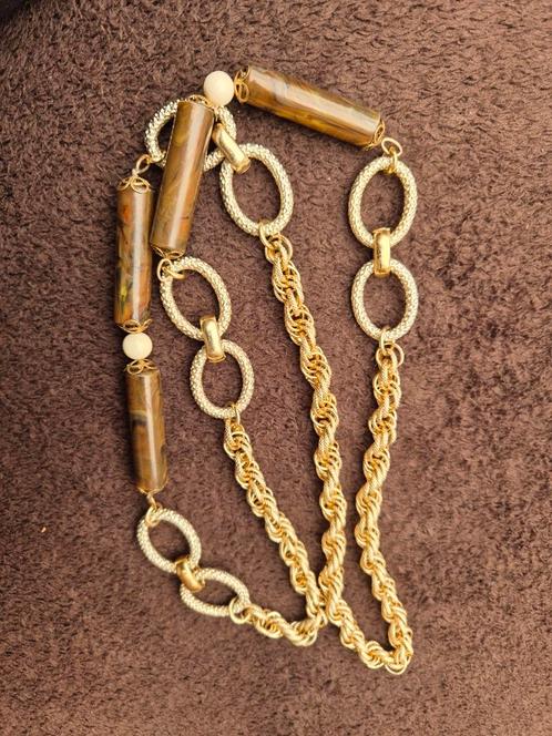 Mooie Italianse style goudkleurige lange ketting, Handtassen en Accessoires, Kettingen, Zo goed als nieuw, Ophalen of Verzenden