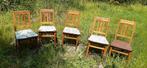 5x stoel hout  vermoed jaren '60, Antiek en Kunst, Ophalen