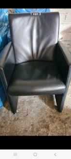 lederen zeteltjes op wielen, Huis en Inrichting, Stoelen, Ophalen, Gebruikt, Zwart, Leer