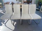 4 eetkamerstoelen Hazel & Henders, Huis en Inrichting, Ophalen, Gebruikt, Wit, Leer