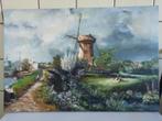 Te koop mooi oud Hollands molenlandschap gesigneerd Lei .., Antiquités & Art, Art | Peinture | Classique, Enlèvement ou Envoi