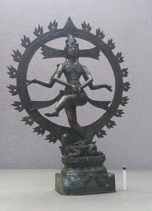 Antieke grote bronzen Shiva, Hindoeïstische Godheid. 58cm, Huis en Inrichting, Woonaccessoires | Boeddhabeelden, Gebruikt, Ophalen of Verzenden