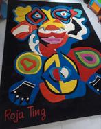 Zeldzaam tapijt, hedendaagse schilderkunst gesigneerd Roja T, Antiek en Kunst, Kunst | Schilderijen | Modern, Ophalen