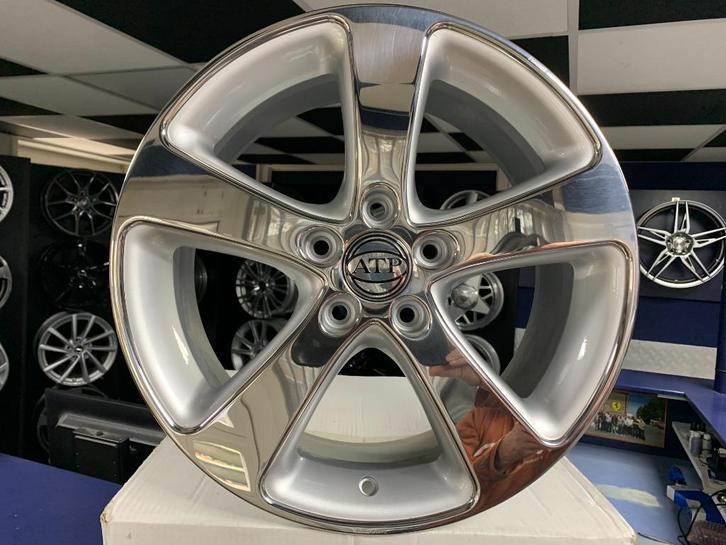NIEUWE set 17 inch 5x112 zilver + RVS / Inox ATP sportvelgen, Auto-onderdelen, Banden en Velgen, Velg(en), 17 inch, Nieuw, Ophalen of Verzenden