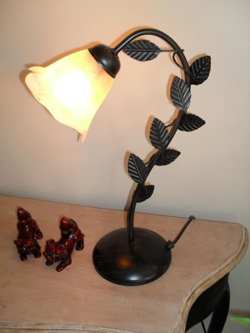 Tafellamp in metaal, Huis en Inrichting, Lampen | Tafellampen, Zo goed als nieuw, Minder dan 50 cm, Glas, Metaal, Ophalen